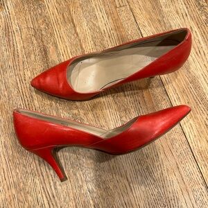 JCrew Red Italian Leather Heels